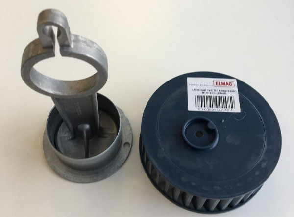 ELMAG zuiger compleet + ventilatorwiel PVC 'KIT 901', MINI 200 / WORKERS BEST 'OL2' (olievrij), 9100149
