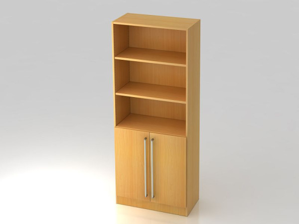 Hammerbacher kast 5OH, 2 deuren onder plintpaneel, chroom beuken/beuken handgreep, 80x42x200,4 cm (BxDxH), V7700/6/6/CE