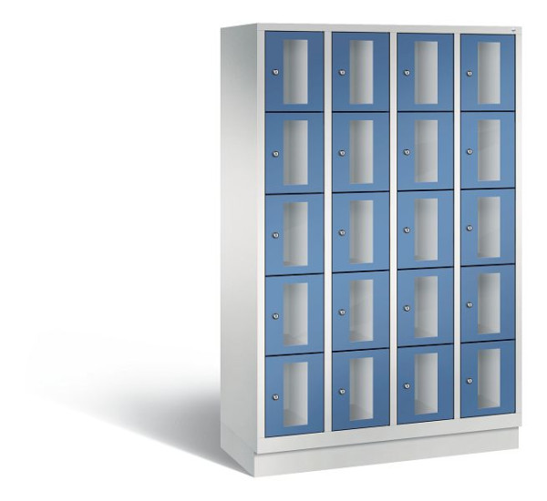 C+P Schließfachschrank Classic, 20 Fächer, H1800xB1190xT500 mm, Grau/Fernblau, 8020A405 S10036