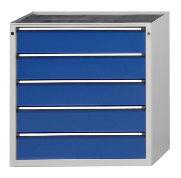 ANKE ladekast; 915 x 700 x 1020 mm; RAL 7035/5010; Massief beuken blad 40 mm; 5 laden, 610.201