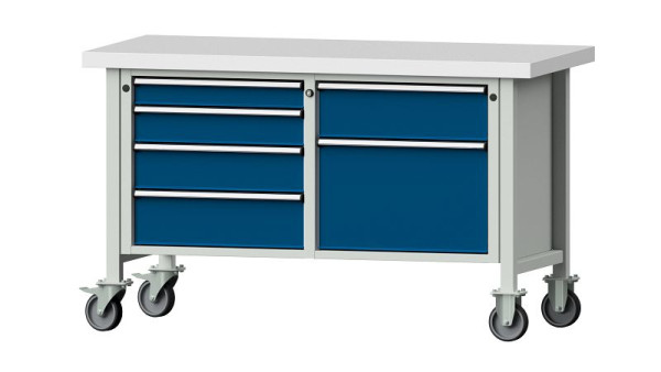 ANKE werkbanken kistwerkbank, model 237 V, 1500 x 700 x 900 mm, RAL 7035/5010, KSP 50 mm, verrijdbaar, 305.939