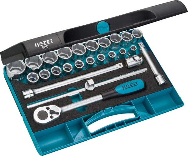 Hazet dopsleutelset, hol vierkant 12,5 mm (1/2 inch), buitenzeskant trekprofiel, aantal gereedschappen: 25, 900