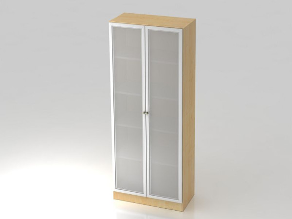 Hammerbacher vitrinekast 5OH, onderpaneel, gestreept handvat esdoorn/zilver, 80x42x200,4 cm (BxDxH), V6100G/3/S/SG