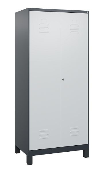 C+P luierkluis Classic PLUS, dubbele locker, voeten, 2 vakken, 1800x800x500mm, 7016/7035, cilinderslot, 0800127-22P S10028