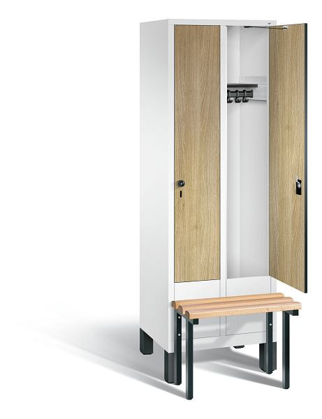 C+P Evolo kleerkast, H1850xB610xD815mm, kleur: verkeerswit / decor eiken Sereno, 48030-20 S10144