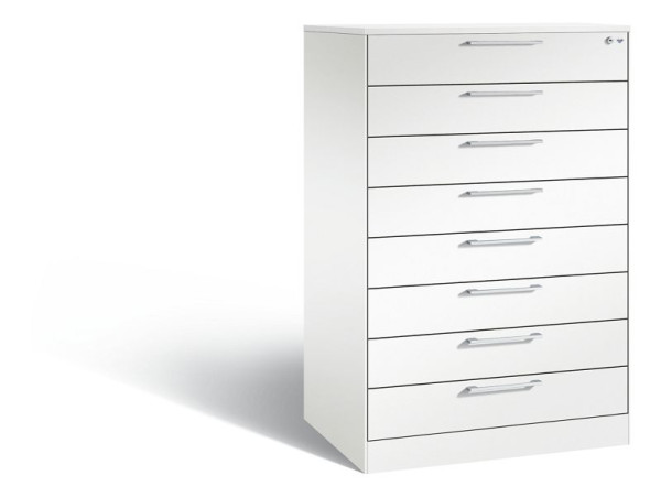 C+P ladekast Asisto, H1310xB800xD600mm, kleur: verkeerswit, beugelgreep, 146223-800 S10035