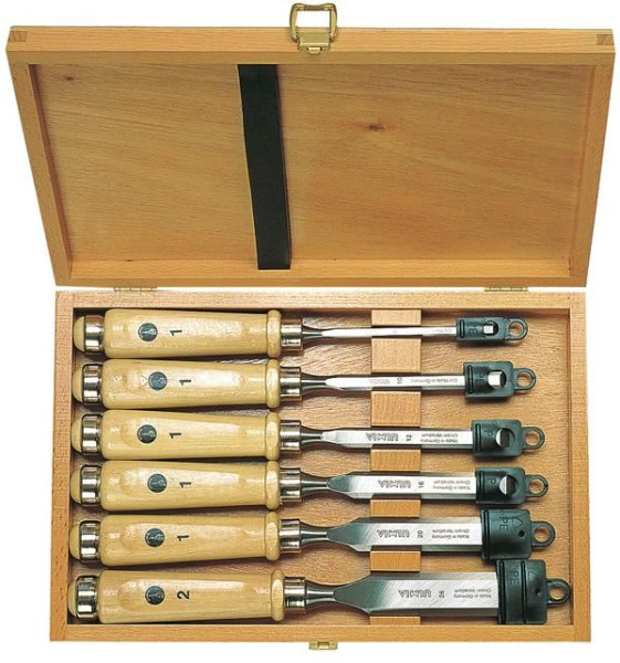 Ulmia set van 6 beitels (164), in houten kist, 103.563