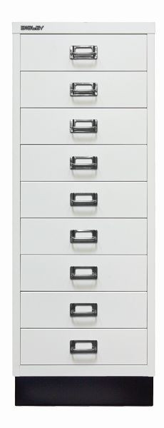 Bisley MultiDrawer™, 39-serie met onderstel, DIN A3, 9 laden, verkeerswit, L39A39S696