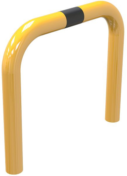 Schak-stootbescherming stalen buis Ø 76 mm geel/zwart, totale breedte: 750 mm, hoogte boven de grond: 250 mm, voor inzetting in beton, 477_02BG
