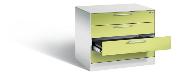 C+P archiefkast Asisto, H710xB800xD600mm, kleur: lichtgrijs / virid groen, beugelgreep, 146273-424 S10019