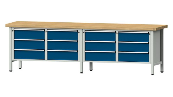 ANKE werkbanken kistwerkbank, model 108 V, 2800 x 700 x 850 mm, RAL 7035/5010, BMP 50 mm, 301.446