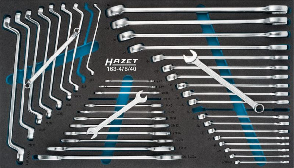 Hazet sleutelset, extern dubbel zeskant tractieprofiel, extern zeskantprofiel, aantal gereedschappen: 40, 163-478/40