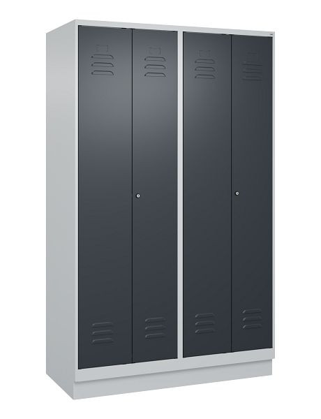 C+P luierkluis Classic PLUS SW, onderstel, 4 vakken, 1950x1200x500mm, 7035/7016, cilindersloten, 080022-40 S10023