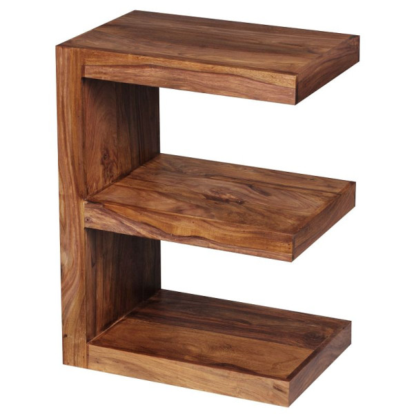 Wohnling bijzettafel MUMBAI massief hout Sheesham E Cube 60cm hoog design bruin landhuisstijl, WL1.304