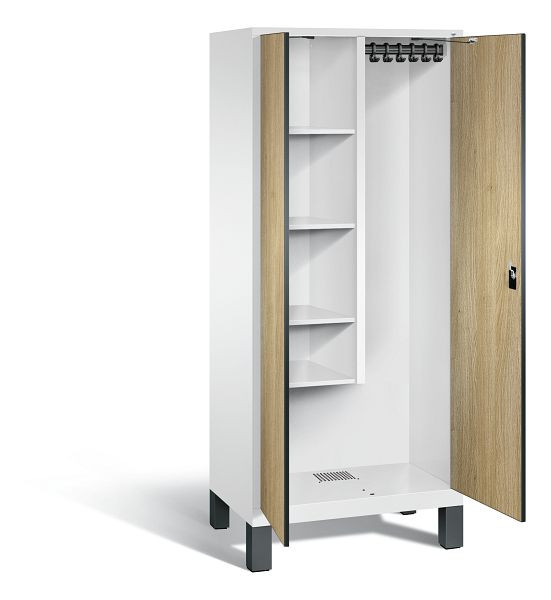 C+P reinigingsmiddelenkast Evolo, H1850xW810xD500mm, kleur: verkeerswit / decor eiken Sereno, 48110-02 S10104