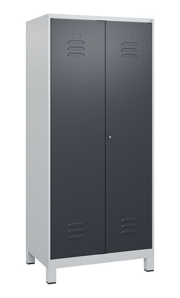 C+P luierkluis Classic PLUS, dubbele locker, voeten, 2 vakken, 1800x800x500mm, 7035/7016, cilinderslot, 0800127-22P S10023