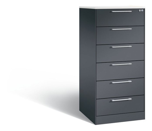 C+P archiefkast Asisto, H1310xB562xD600mm, kleur: zwart-grijs, beugelgreep, 146224-622 S10147