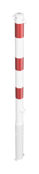 Schake afzetpaal stalen buis Ø 60 x 2,5 mm afneembaar met driehoekslot, thermisch verzinkt en wit gecoat, 2 ogen, 460FB/2