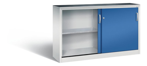 C+P schuifdeurkast Acurado, H1000xB1600xD400mm, kleur: lichtgrijs/gentiaanblauw, beugelgreep, 2146-09 S10046