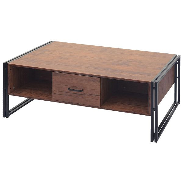 Mendler salontafel HWC-A27b, bijzettafel, salontafel, 3D structuur, 45x150x60cm, metaal, wild eiken look, 86236