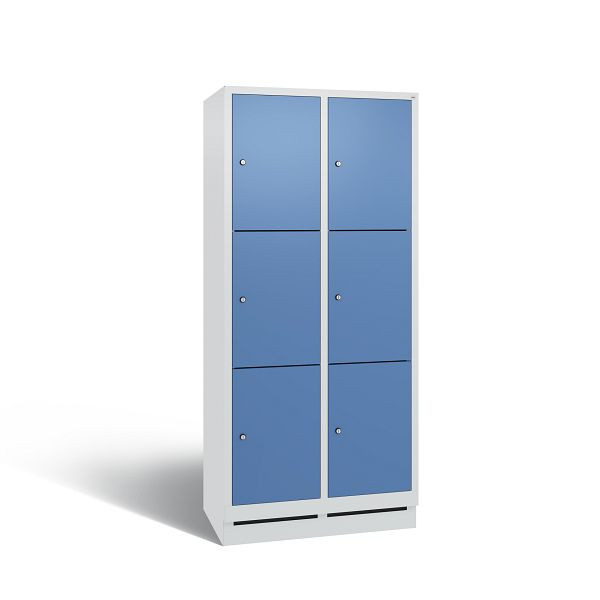 C+P Schließfachschrank Evolo, 6 Fächer, H1800xB810xT500 mm, Grau/Fernblau, 48020-223 S10241