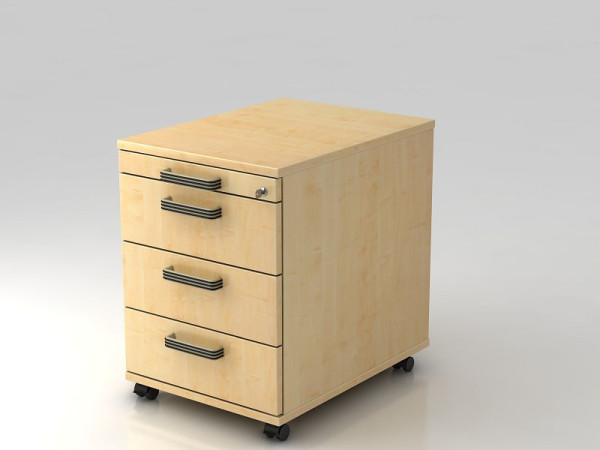 Hammerbacher rolcontainer 58cm, 3 laden, slotlijst handgreep esdoorn, 42,8x58x59 cm, 1/3/3/3 HE, VAC30/3/3/SG