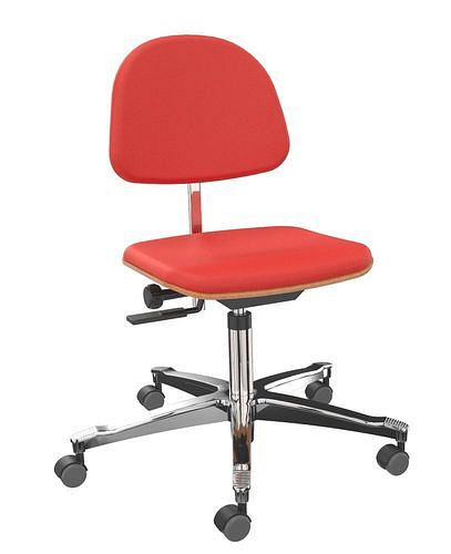 Dauphin werkstoel rood gestoffeerd, aluminium onderstel, 266902