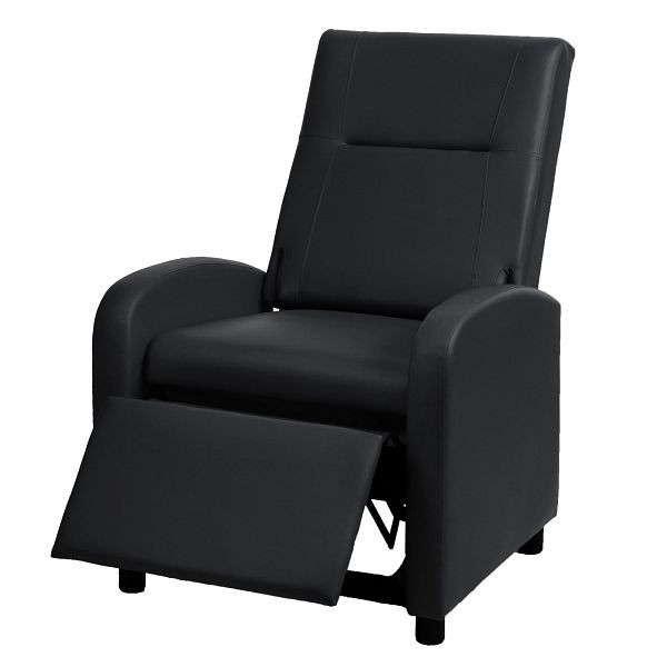 Mendler TV-fauteuil HWC-H18, relaxfauteuil ligfauteuil, kunstleer opvouwbaar 99x70x75cm, zwart, 72660