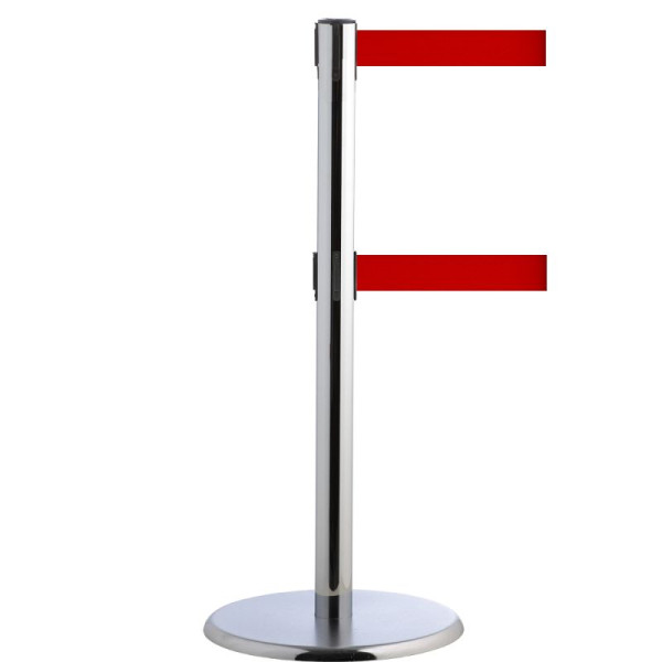 Stein HGS HGS personengeleidingssysteem -P-Line Duo-, chroom, rood, met magnetisch banduiteinde, bandlengte: 2 x 4 m, 14151-0204