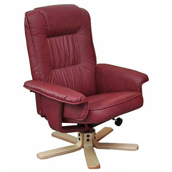 Mendler relaxfauteuil TV-fauteuil fauteuil zonder kruk M56 imitatieleer, bordeaux, 27596