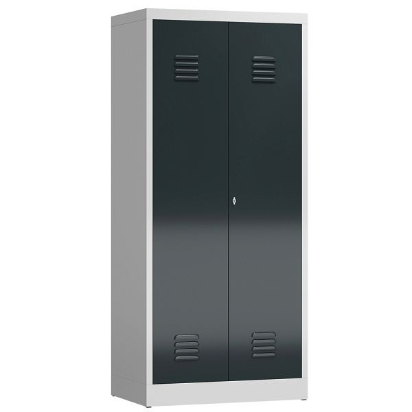 Lüllmann ClassiX multifunctionele locker, 2 compartimenten, 1800 x 800 x 500 mm, lichtgrijs/antracietgrijs, X-515718