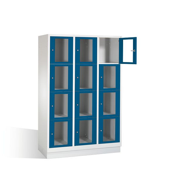 C+P lockerkast Classic, H1800xB1200xD500mm, kleur: lichtgrijs / gentiaanblauw, 8020A324 S10003