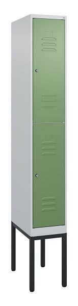C+P dubbeldekskast Classic PLUS, frame, 2120x300x500mm, 7035/6011, cilindersloten, 0803307-10 S10021