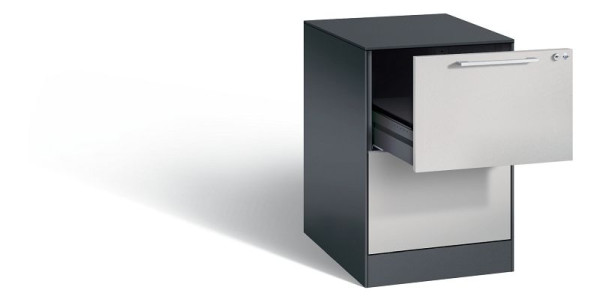 C+P archiefkast Asisto, H710xB440xD600mm, kleur: zwart grijs/wit aluminium, beugelgreep, 146 275-221 S10009