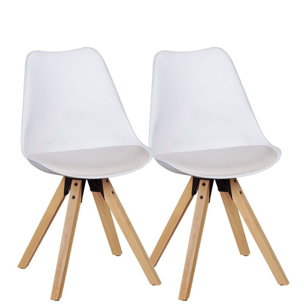 Wohnling set van 2 retro eetkamerstoelen Lima wit, WL5.024