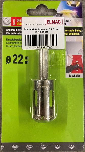 ELMAG diamantboor Ø 22 mm, met schacht, 61762