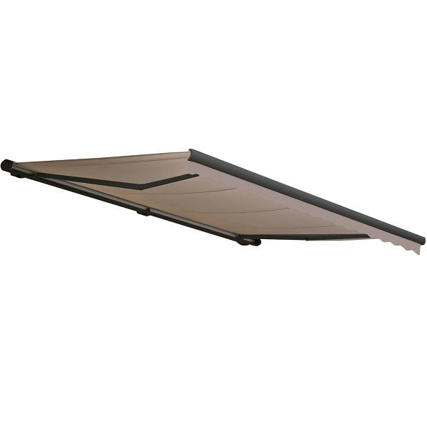 Mendler elektrische cassetteluifel T122, volledige cassette volant 4x3m, polyester zand, antraciet, 58266+34295+58310+62474