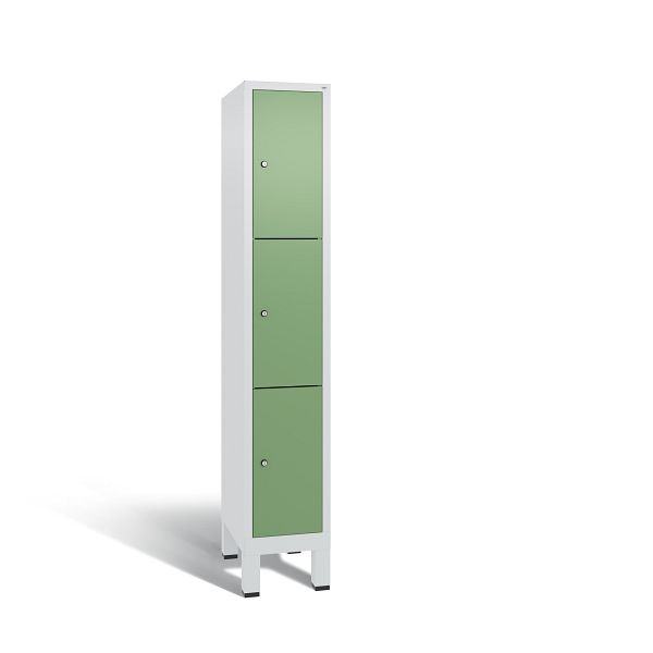 C+P Schließfachschrank Evolo, 3 Fächer, H1850xB320xT500 mm, Grau/Resedagrün, 48010-103 S10133