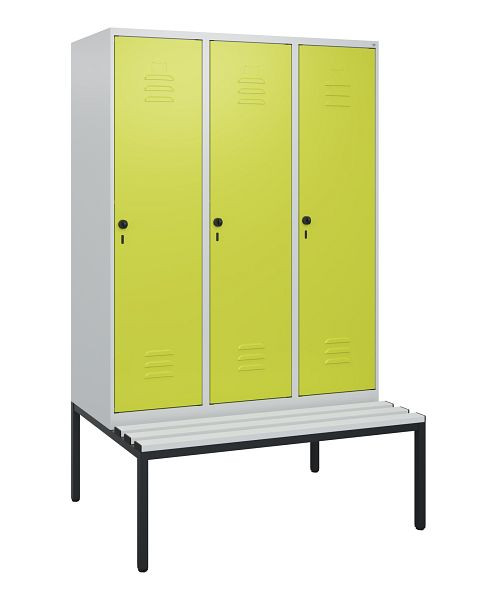 C+P luierkastje Classic PLUS, met bank eronder, 3 vakken, 1950x1200x815mm, 7035/0024, draaibare sluiting, 0800505-32 S10040
