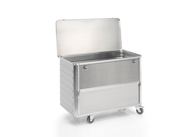 Gmöhling Transportwagen, Absenkbare Längswand, mit Deckel + Schlösser, G®-TRANS D 3708 / 650 l, Aluminium, 220370832