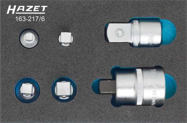 Hazet adapterset, hol vierkant 6,3 mm (1/4 inch), hol vierkant 10 mm (3/8 inch), hol vierkant 12,5 mm (1/2 inch), nettogewicht: 0,6 kg, 163- 217/6