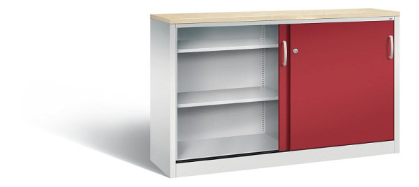 C+P dressoir met schuifdeuren Acurado, H1000xB1600xD400mm, kleur: lichtgrijs/robijnrood, beugelgreep, 2146-00 S10181