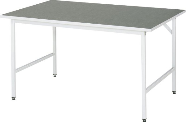 RAU Jerry serie werktafel (3030) - in hoogte verstelbaar, werkblad met linoleum/universele bekleding, 1500x800-850x1000 mm, 06-500L10-15.12
