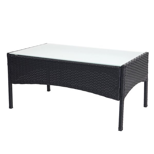 Mendler Halden polyrotan tuintafel, bijzettafel met glazen blad, antraciet, 52039