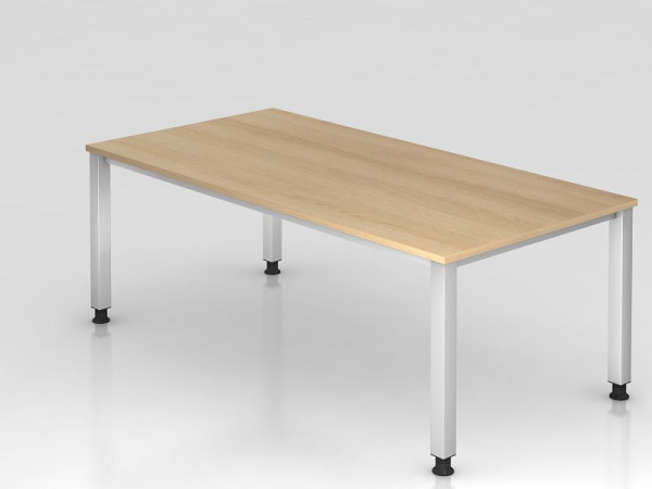 Hammerbacher bureau 4-poots vierkant 200x100cm eiken, rechthoekige vorm, VQS2E/E/S