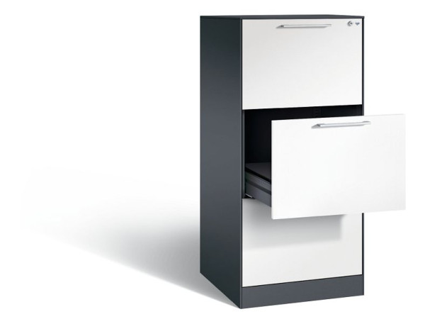 C+P archiefkast Asisto, H1310xB562xD600mm, kleur: zwartgrijs/verkeerswit, beugelgreep, 146224-322 S10057