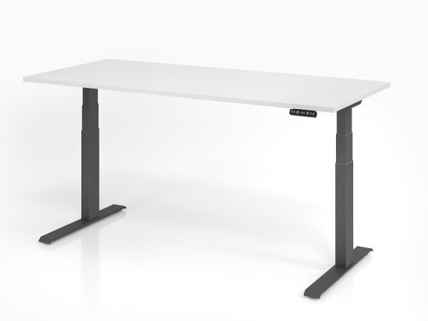 Hammerbacher bureau XDKB19, 180 x 80 cm, blad: wit, 25 mm dik, ABS dikke rand, rechthoekige vorm, grafiet, VXDKB19/W/G
