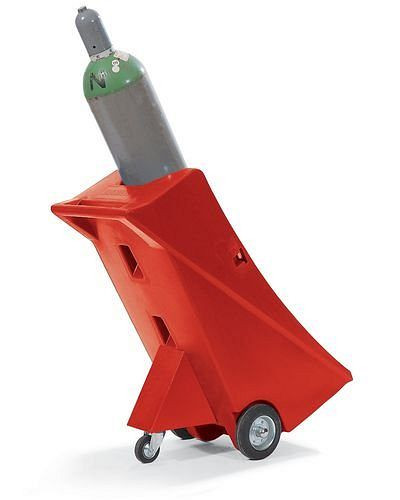 DENIOS gasfleswagen GFW-1 gemaakt van polyethyleen (PE), voor 1 gasfles (Ø 320 mm), met steunwiel en sjorband, 156-435