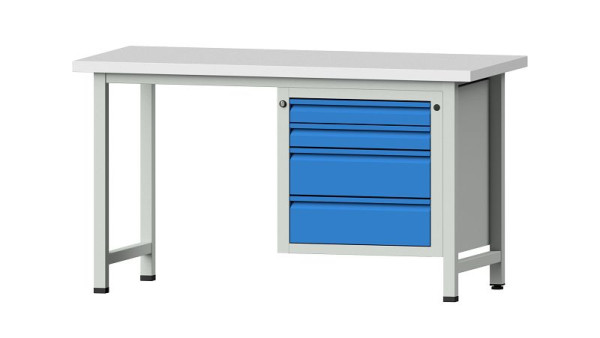 ANKE werkbanken combinatie werkbank, model 707 E, 1500 x 700 x 840 mm, RAL 7035/5012, KSP 40 mm, 510.534