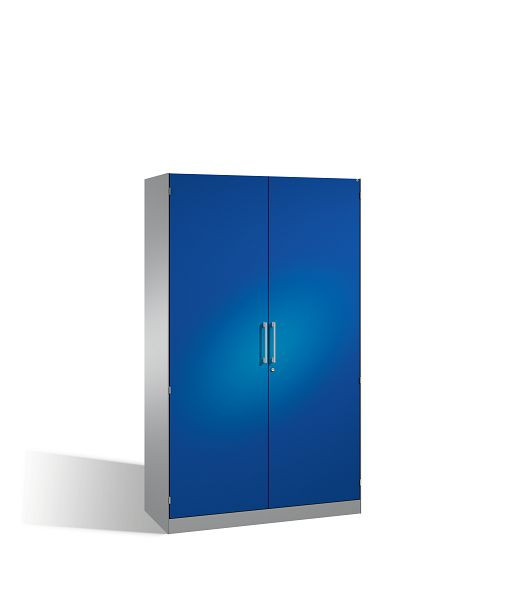 C+P vleugeldeurkast Asisto, H1980xB1200xD435mm, kleur: wit aluminium / gentiaanblauw, beugelgreep, 5 niveaus, 141001-000 S10191